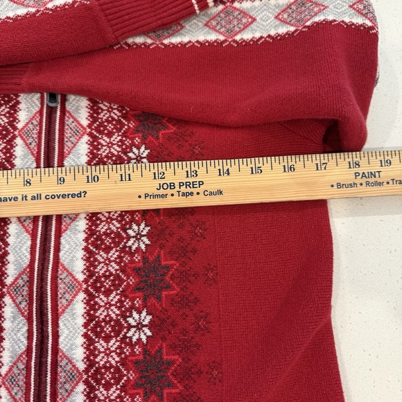 Eddie Bauer Nordic Snowflake Full Zip Knit Sweater Jacket Womens Med Christmas - Picture 7 of 7
